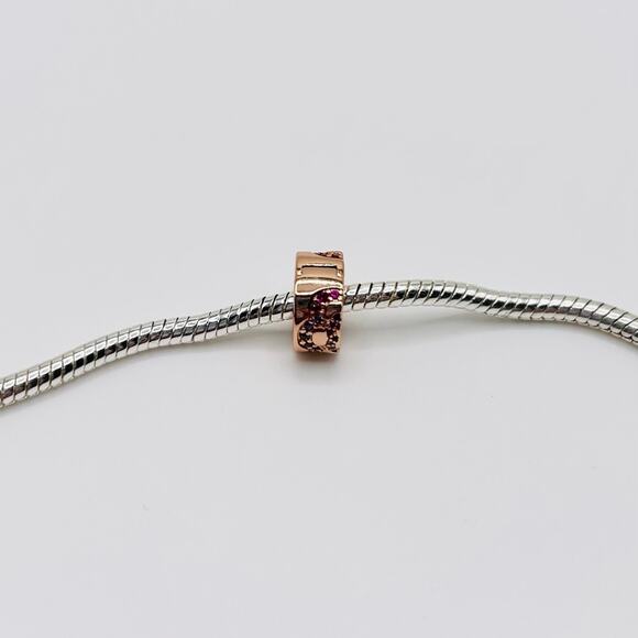Rose Gold and Rhinestones Spacer Charm - Picture 3 of 4